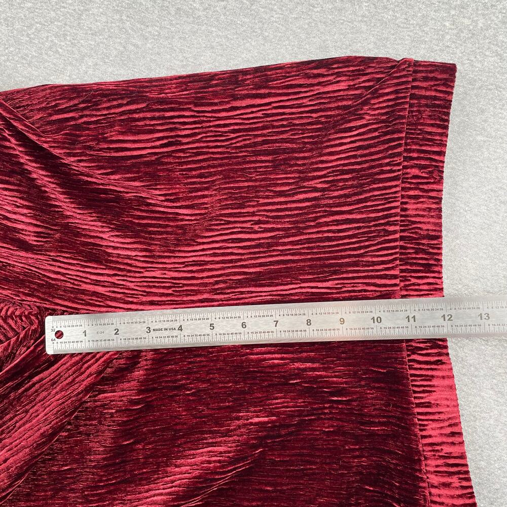 Naked Wardrobe Velvet Wide-Leg Pants Womens M Red Plush Whimsigoth Glam Pull-On - Picture 7 of 11